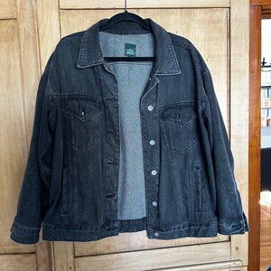 Oversized black denim jacket (Wild Fable)
